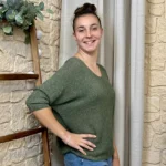 Pull femme nid d’abeille pailleté « Tendance » - kaki - taille-unique