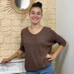 Pull femme nid d’abeille pailleté « Tendance » - marron - taille-unique