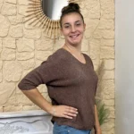 Pull femme nid d’abeille pailleté « Tendance » - marron - taille-unique
