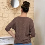 Pull femme nid d’abeille pailleté « Tendance » - marron - taille-unique