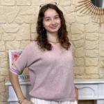Pull femme nid d’abeille pailleté « Tendance » - rose-pale - taille-unique
