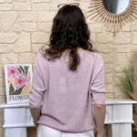 Pull femme nid d’abeille pailleté « Tendance » - rose-pale - taille-unique