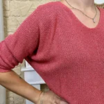 Pull femme nid d’abeille pailleté « Tendance » - corail - taille-unique