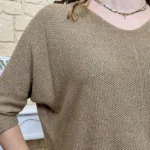 Pull femme nid d’abeille pailleté « Tendance » - camel - taille-unique