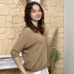 Pull femme nid d’abeille pailleté « Tendance » - camel - taille-unique