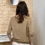Pull femme nid d’abeille pailleté « Tendance » - camel - taille-unique