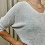 Pull femme nid d’abeille pailleté « Tendance » - blanc - taille-unique