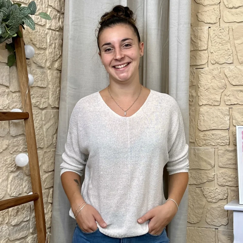 Pull femme nid d’abeille pailleté « Tendance » - blanc - taille-unique
