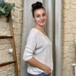 Pull femme nid d’abeille pailleté « Tendance » - blanc - taille-unique