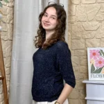 Pull femme nid d’abeille pailleté « Tendance » - marine - taille-unique