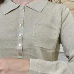 Pull femme uni col polo VERSION FÉMININ - beige - taille-unique