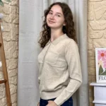 Pull femme uni col polo VERSION FÉMININ - beige - taille-unique
