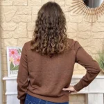 Pull femme uni col polo VERSION FÉMININ - marron - taille-unique