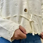Gilet maille lien à nouer - Version Féminin - beige - taille-unique
