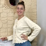 Gilet maille lien à nouer - Version Féminin - beige - taille-unique