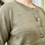 Gilet maille lien à nouer - Version Féminin - kaki - taille-unique