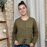 Gilet maille lien à nouer - Version Féminin - kaki - taille-unique