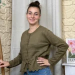 Gilet maille lien à nouer - Version Féminin - kaki - taille-unique