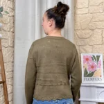 Gilet maille lien à nouer - Version Féminin - kaki - taille-unique