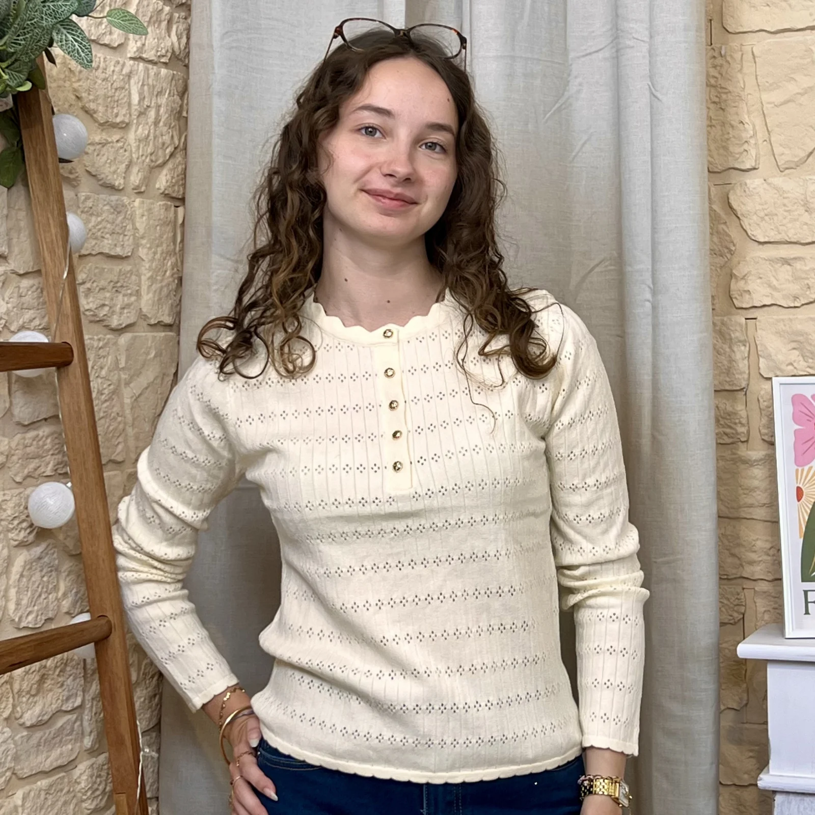 Pull maille fine cintré (TU) - beige - taille-unique