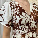 Robe portefeuille florale (T36-T38) - marron - 38