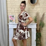 Robe portefeuille florale (T36-T38) - marron - 38