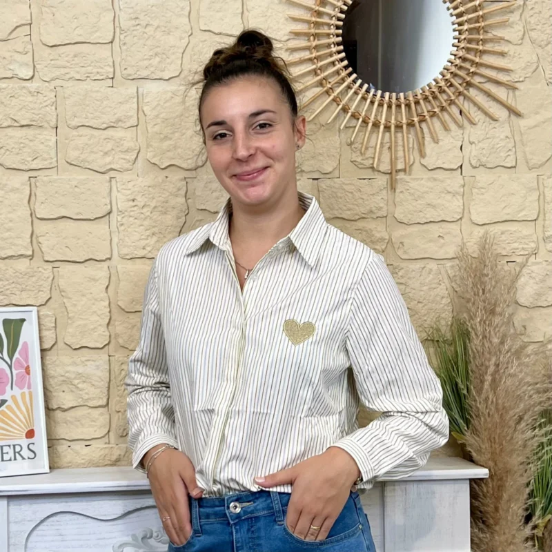 Chemise rayée cœur doré