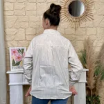 Chemise rayée cœur doré (T36-T38) - camel - 38