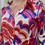 Chemise feuillage fuchsia (T36-T44) - fuchsia - 44