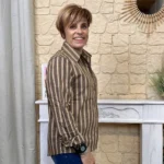 Chemise rayures bicolores (T36-T42) - marron - 42