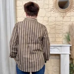 Chemise rayures bicolores (T36-T42) - marron - 42