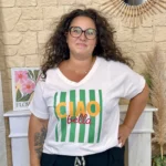 T-shirt femme rayé « Ciao Bella » « Jolies Formes » - vert-bresil - taille-unique-grande-taille