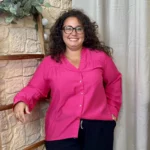 Chemise unie boutonnée col volanté - fuchsia - 48