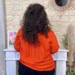 Chemise unie boutonnée col volanté - orange - 48