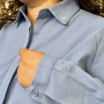 Chemise unie col cœur (T40-T48) - bleu-jeans - 48