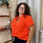 Blouse femme col V dentelle MAËLLE T40-T48 - orange - 48