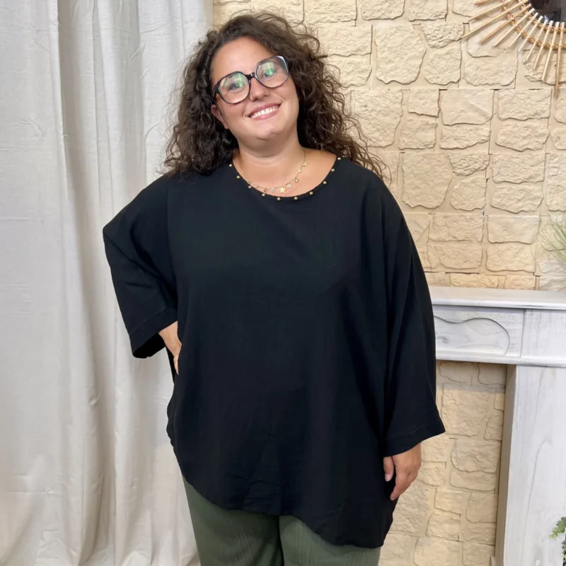 Tunique fluide à clous - noir - taille-unique-grande-taille