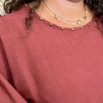 Tunique fluide à clous - bordeaux - taille-unique-grande-taille