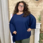 Tunique fluide à clous - marine - taille-unique-grande-taille