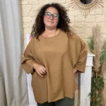 Tunique fluide à clous - camel - taille-unique-grande-taille
