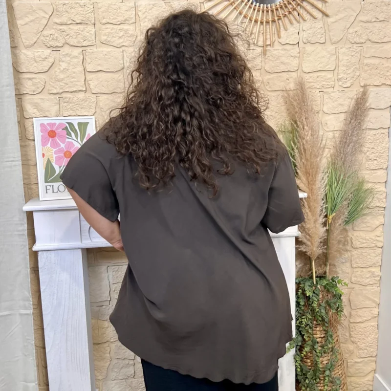 Blouse unie fluide - marron - taille-unique-grande-taille