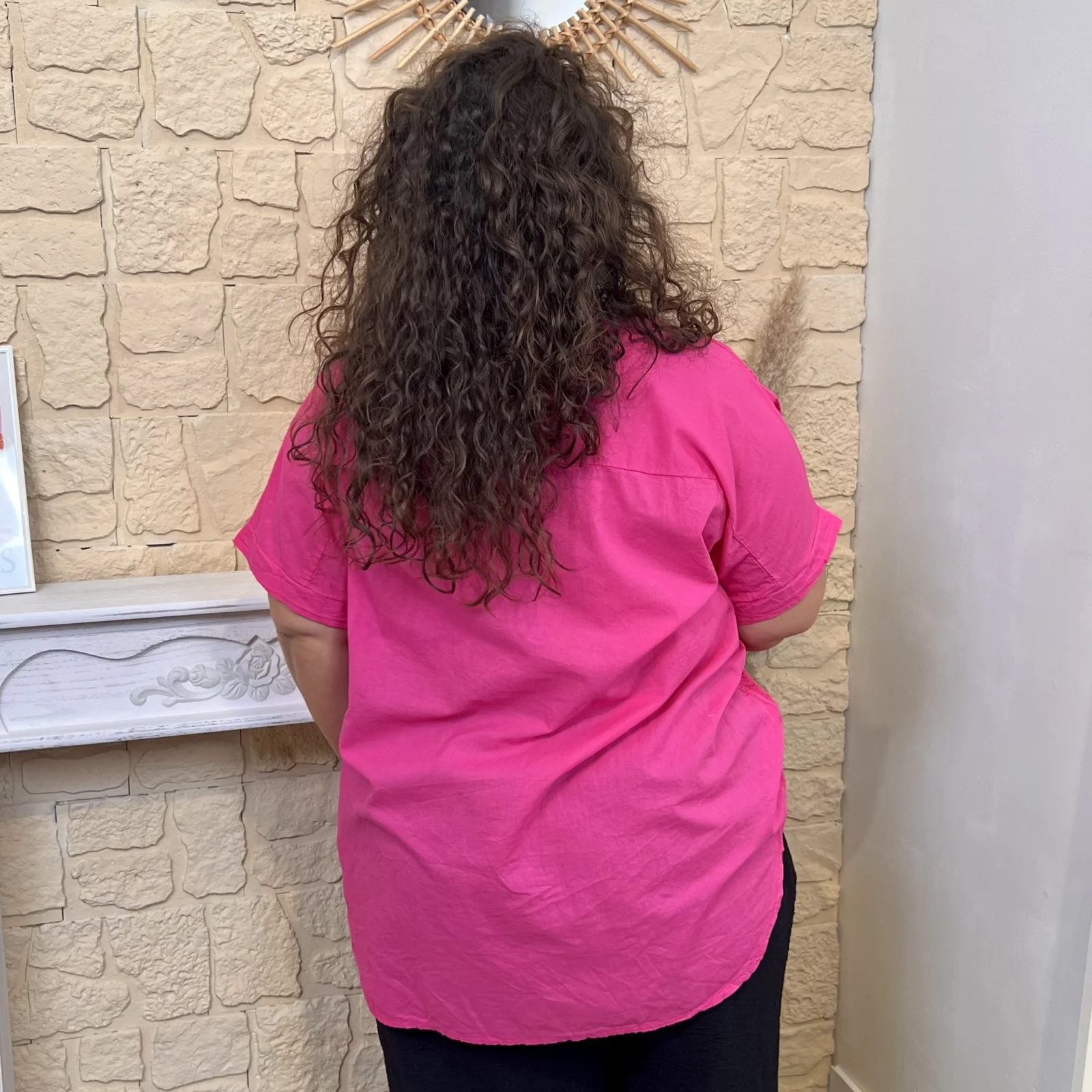 Tunique brodée en coton (GT) - fuchsia - taille-unique-grande-taille