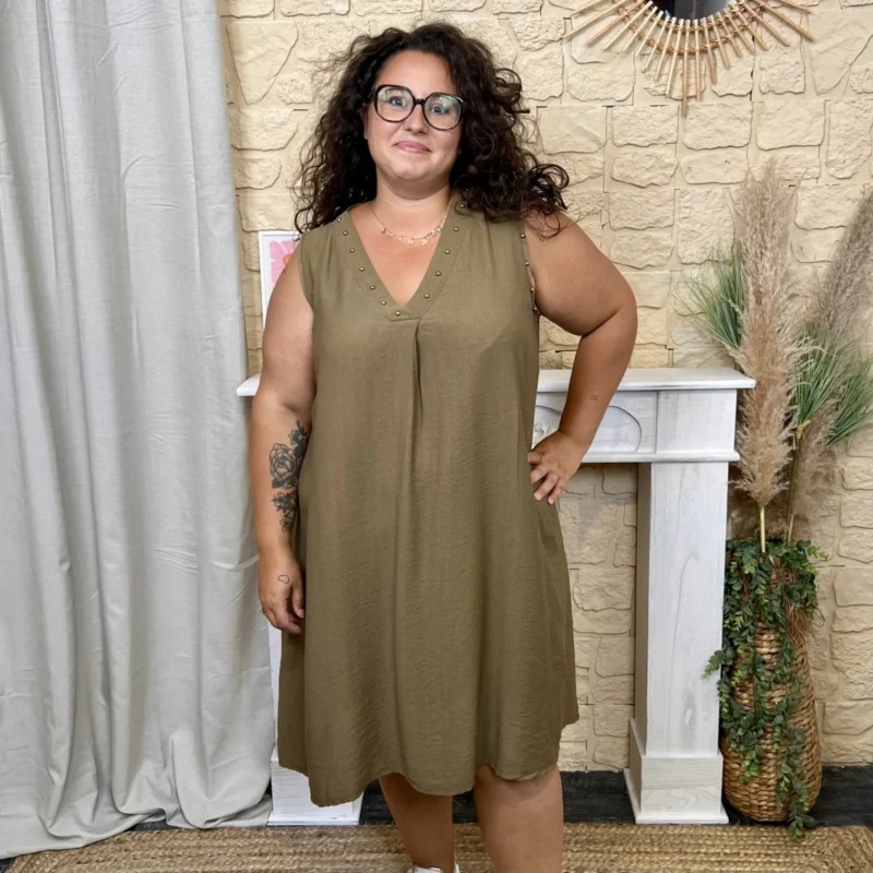 Robe sans manches à clous (GT) - taupe - taille-unique-grande-taille