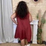 Robe femme sans manches col V à clous "Jolies Formes" - bordeaux - taille-unique-grande-taille