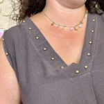 Robe femme sans manches col V à clous "Jolies Formes" - marron - taille-unique-grande-taille