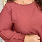 Robe longue femme fluide à clous « Jolies Formes » - bordeaux - 58