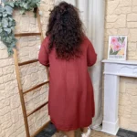 Robe longue femme fluide à clous « Jolies Formes » - bordeaux - 58