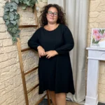 Robe longue femme fluide à clous « Jolies Formes » - noir - taille-unique-grande-taille