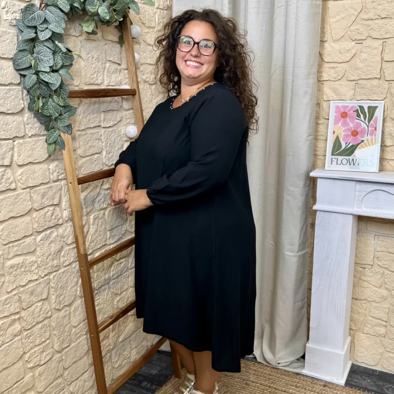 Robe longue femme fluide à clous « Jolies Formes » - noir - taille-unique-grande-taille