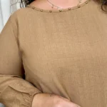 Robe longue femme fluide à clous « Jolies Formes » - camel - taille-unique-grande-taille